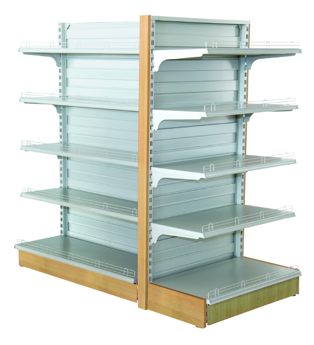 Supermarket shelf with convex back panel