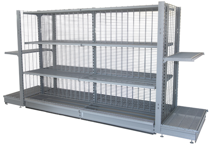 Wire mesh frame shelf for supermarket/retail store