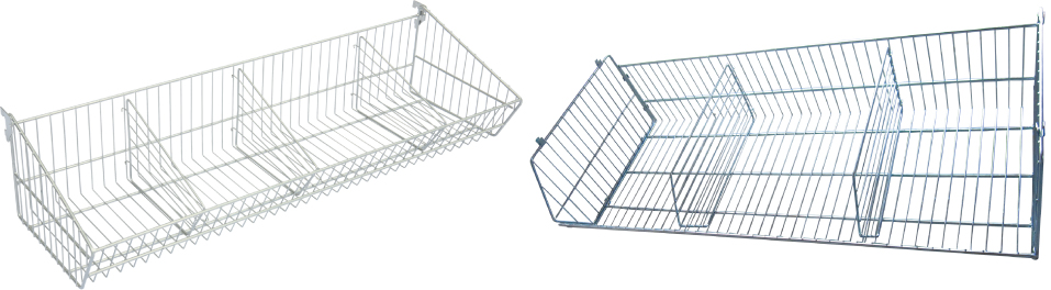 Wire basket for supermarket shelf