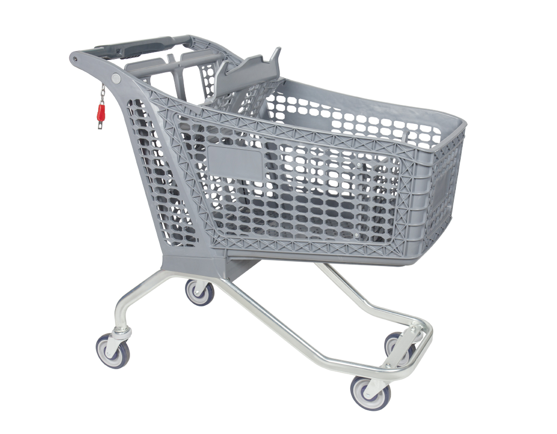 Plastic shopping shopping trolley with locker 170L